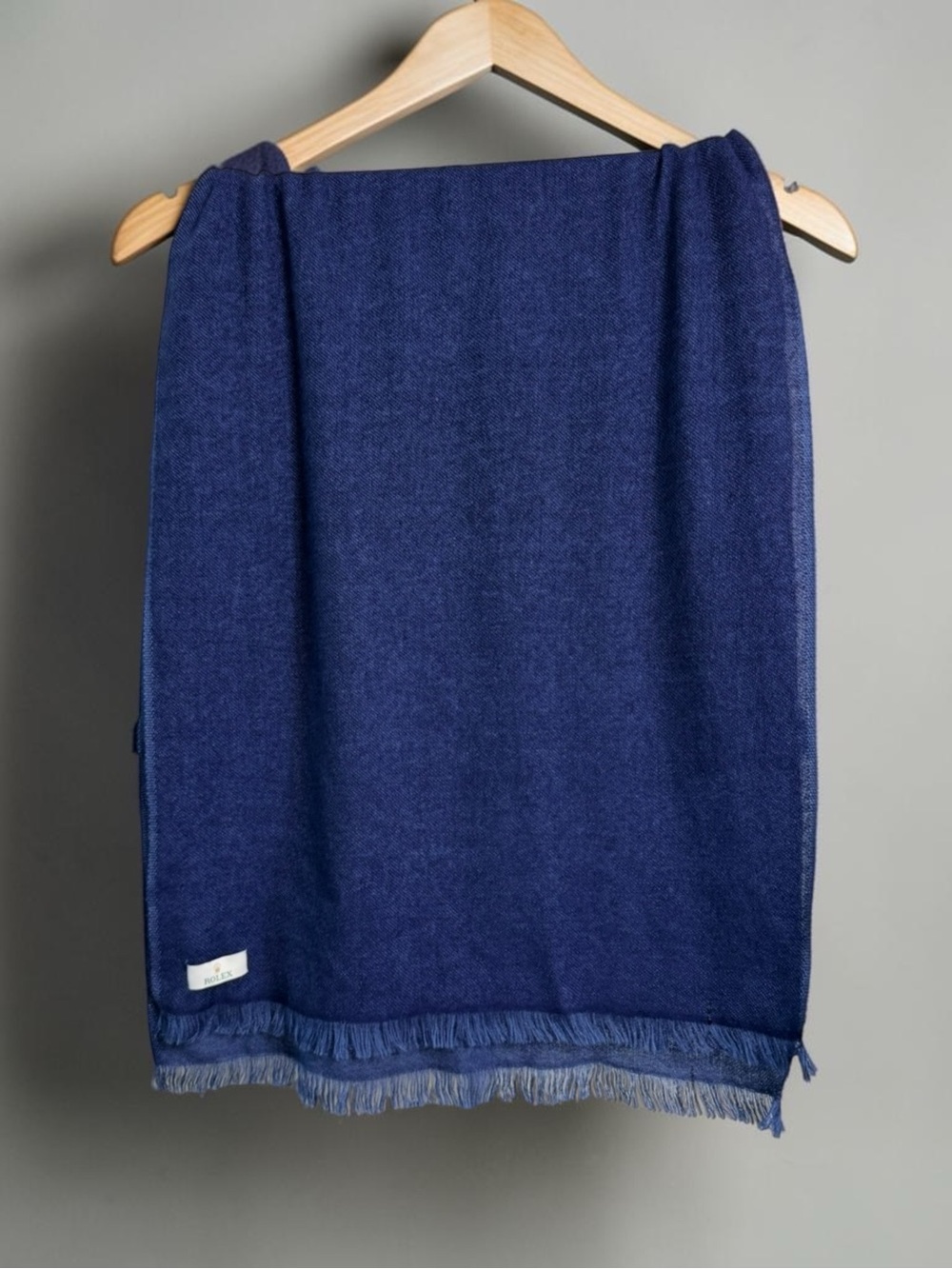 100% Cashmere Blue Fringe Scarf